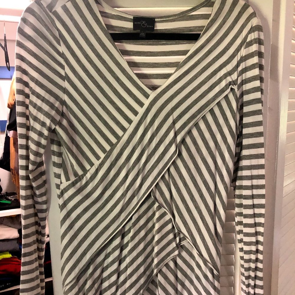 Market & Spruce Grey and White Stripe Blouse